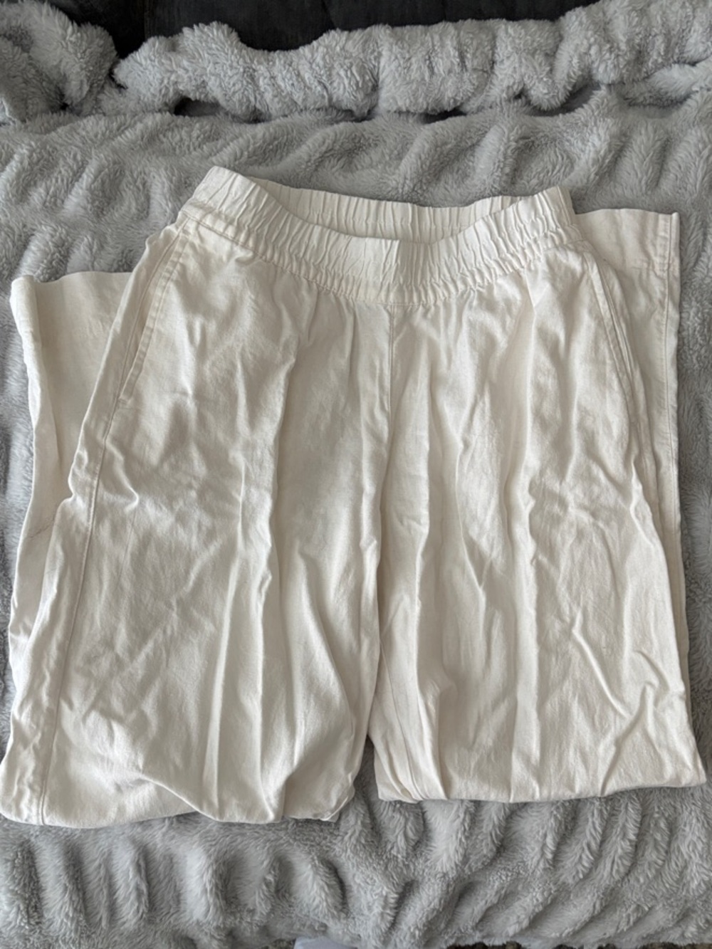 Old Navy White Wide-Leg Linen Pants